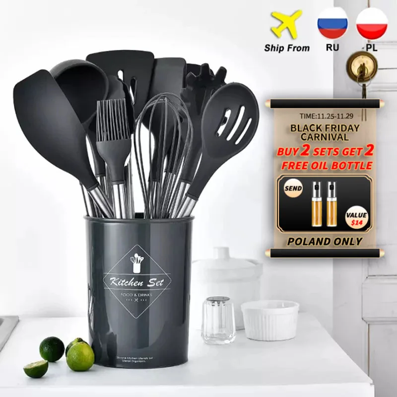 Kitchen Cookware Silicone Kitchenware Non-stick Cookware Cooking Tool Spatula Ladle Egg Beaters Shovel Spoon Soup Utensils Set
Kitchen Cookware Silicone Kitchenware Non-stick Cookware Cooking Tool Spatula Ladle Egg Beaters Shovel Spoon Soup Utensils Set