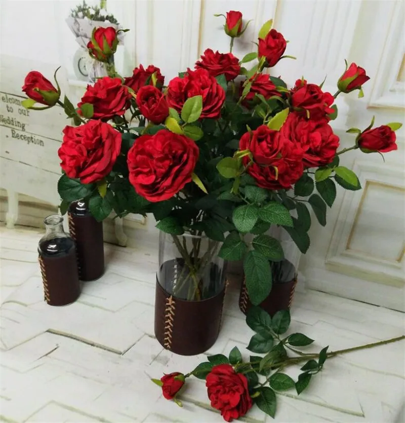 10P поддельные короткие Стволовые пионы (2 головки/шт) 21 65 "длина имитация