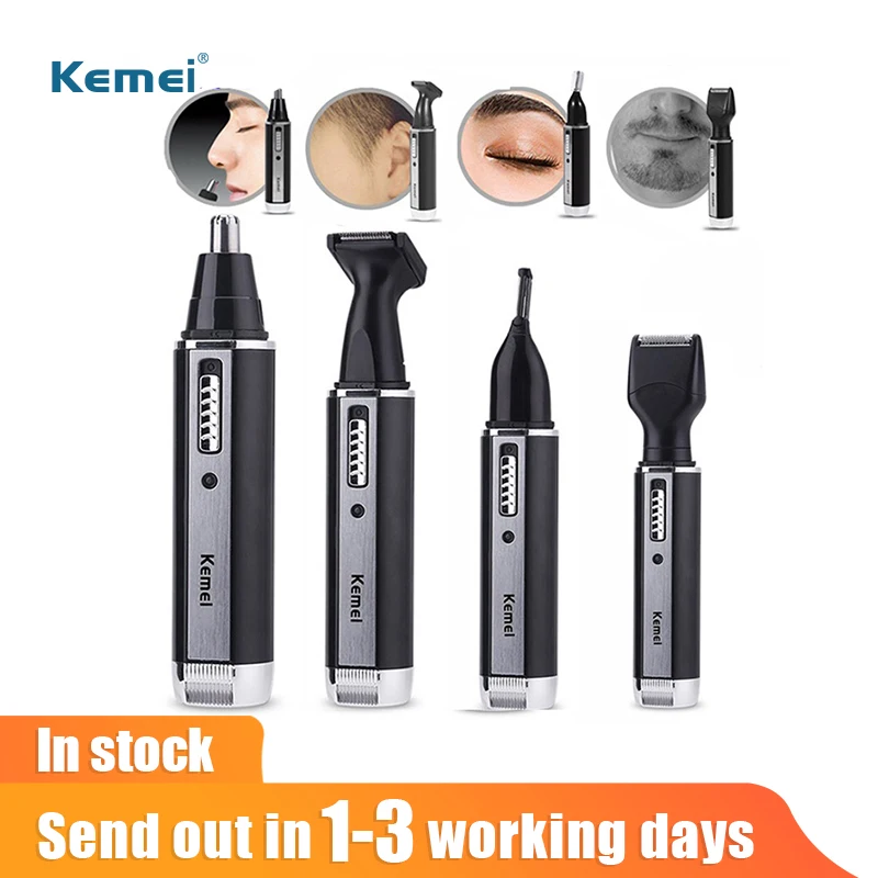 Kemei Nose Ear Hair Trimmer 4 in 1 Men Clipper Rechargeable beard Eyebrow Razor Face Shaver hair Removal Trimmer For Nose
Kemei Nose Ear Hair Trimmer 4 in 1 Men Clipper Rechargeable beard Eyebrow Razor Face Shaver hair Removal Trimmer For Nose