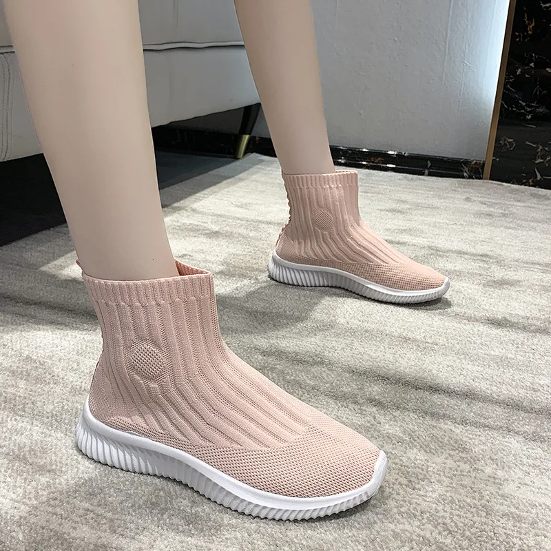 High Ankle Boots Women Stretch Knit Shoes Flat Elastic Sock Boots Girls High Sneakers Slip On Boots Women's Shoes Without Heels
High Ankle Boots Women Stretch Knit Shoes Flat Elastic Sock Boots Girls High Sneakers Slip On Boots Women's Shoes Without Heels