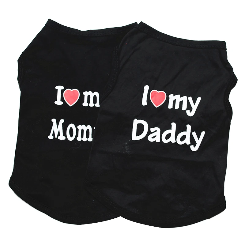 Футболка с надписью I LOVE DADDY MOMMY Dog летняя одежда для собак пальто кошек футболка