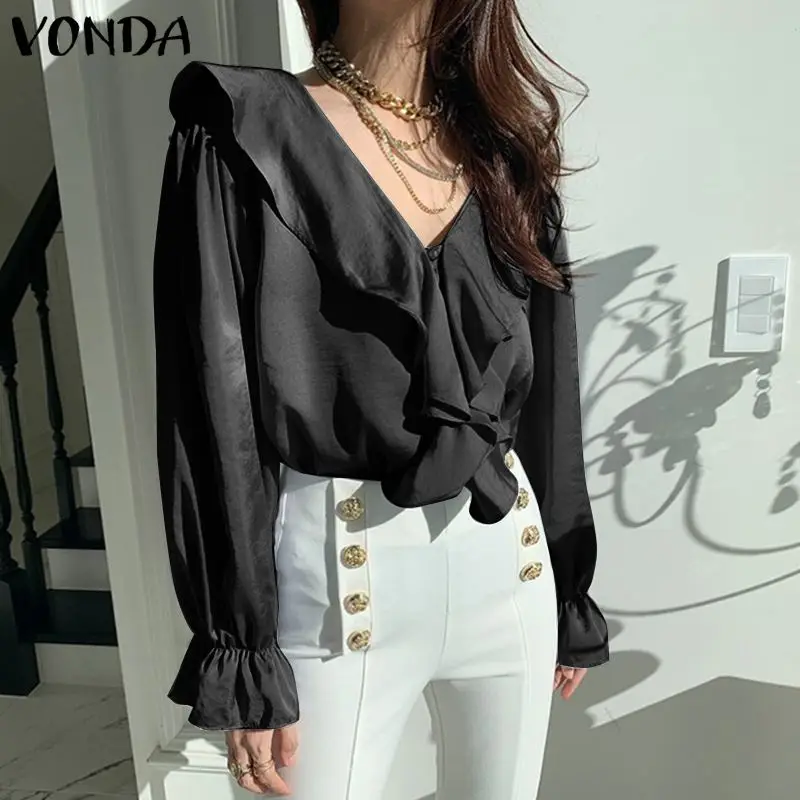 VONDA Sexy V Neck Stylish Tops Plus Size Women Blouse Loose Long Sleeve Solid Office Blusas Elegant Party Blouses S-5XL Oversize
VONDA Sexy V Neck Stylish Tops Plus Size Women Blouse Loose Long Sleeve Solid Office Blusas Elegant Party Blouses S-5XL Oversize