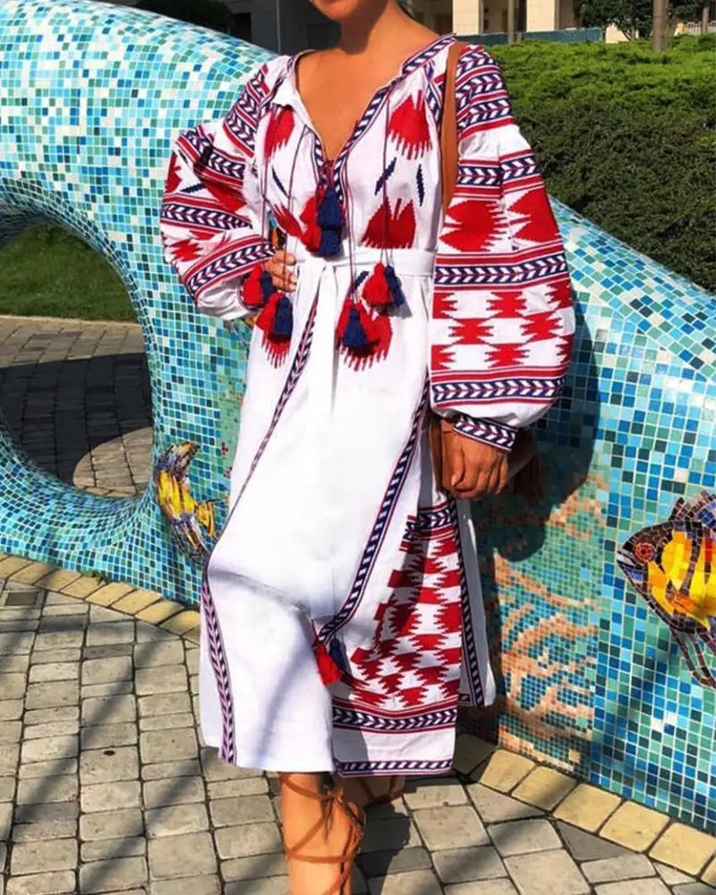 IEQJ Women Dress New V-Neck Long Sleeve Loose Panelled Print Lace Up Tassel Fashion Lace Up Vintage Summer 2021
IEQJ Women Dress New V-Neck Long Sleeve Loose Panelled Print Lace Up Tassel Fashion Lace Up Vintage Summer 2021