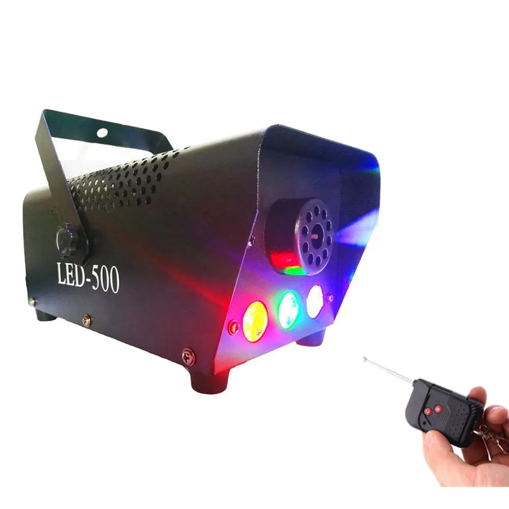

Colorful LED 500W Fog Machine Mist Effect Disco DJ Party Stage Fogger Generator/Remote Control With RGB LED Lights Smoke Machine