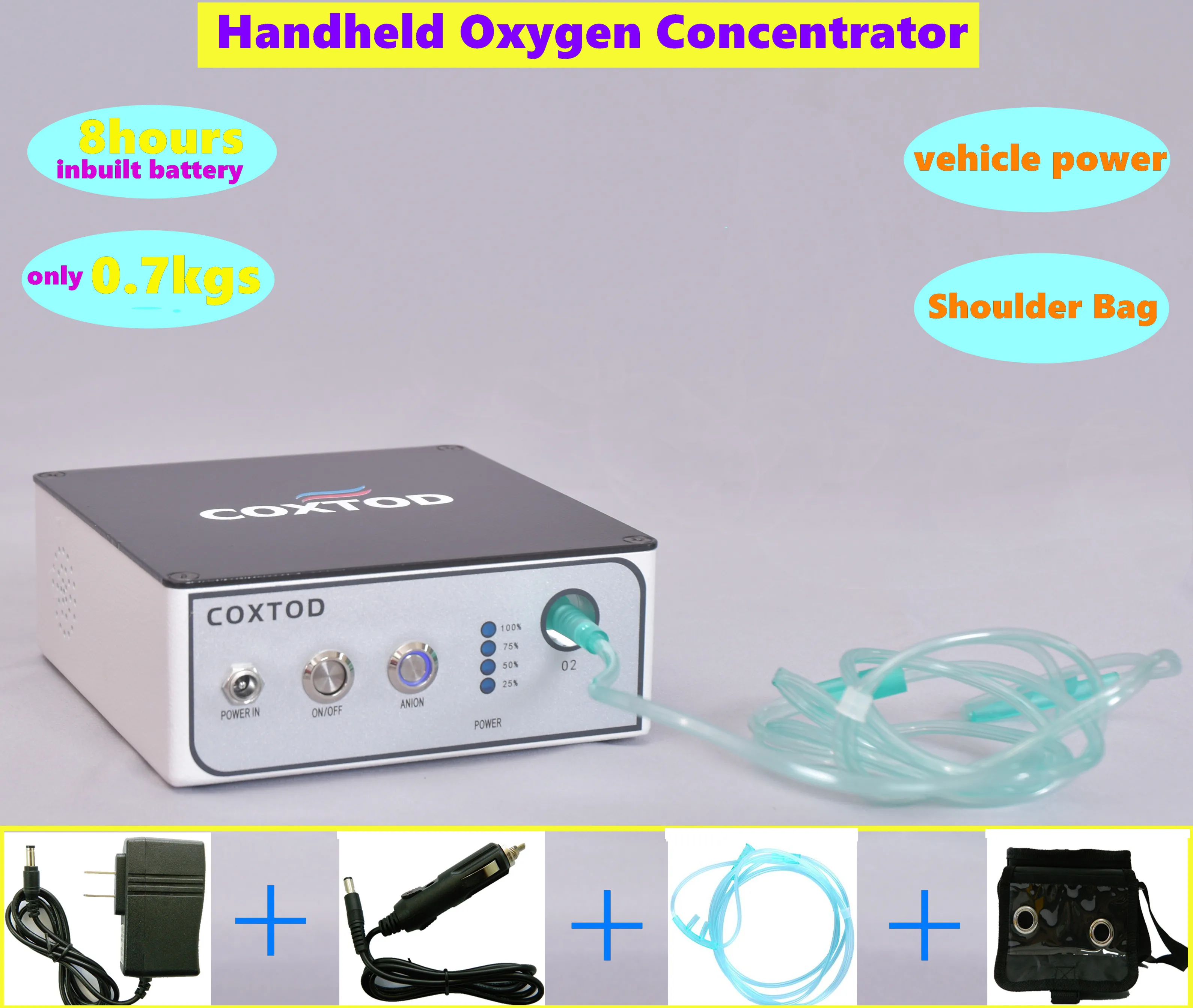 3L Simple oxygen concentrator New portable oxygen machine with 8hrs in-built battery working and Anion function
3L Simple oxygen concentrator New portable oxygen machine with 8hrs in-built battery working and Anion function