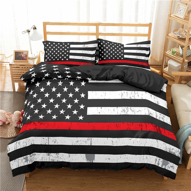 American Flag Bedding Set 2/3pcs Bed Sets Home Textile Strip Duvet Cover Set Modern Bedclothes Pillowcase Queen Size
American Flag Bedding Set 2/3pcs Bed Sets Home Textile Strip Duvet Cover Set Modern Bedclothes Pillowcase Queen Size