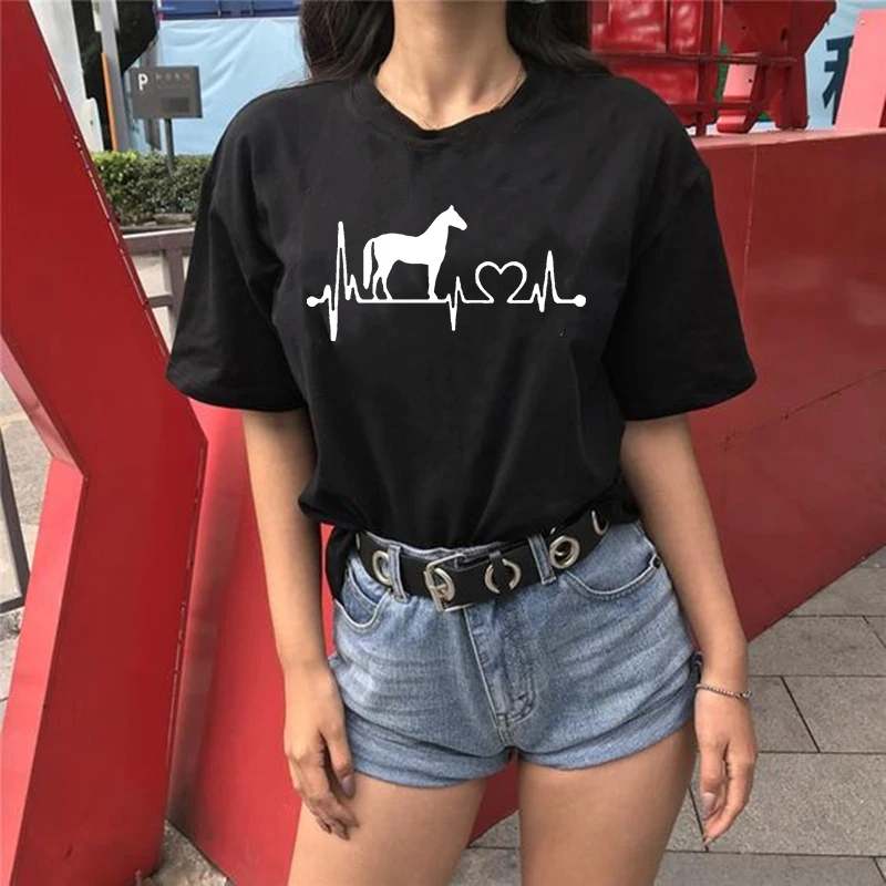 Horse Heartbeat Line Print T Shirt Women Short Sleeve O Neck Loose Women Tshirt Ladies Summer Fashion Tee Shirt Tops Clothes
Horse Heartbeat Line Print T Shirt Women Short Sleeve O Neck Loose Women Tshirt Ladies Summer Fashion Tee Shirt Tops Clothes