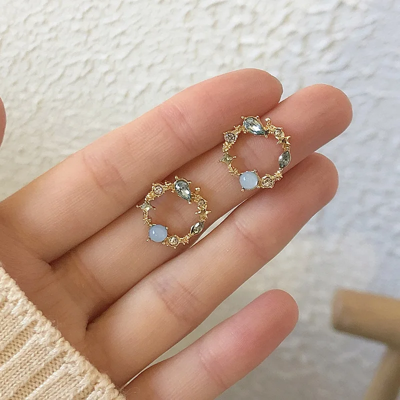 Classic Round Pink Green Crystal Stud Earrings Sweet Flower Cirlce Jewelry Fashion Brincos Gift for Women Girl's
Classic Round Pink Green Crystal Stud Earrings Sweet Flower Cirlce Jewelry Fashion Brincos Gift for Women Girl's