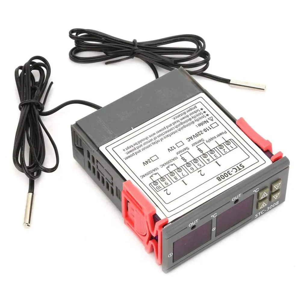 12/24/110-220V Dual LED Probe Temperature Controller Thermostat Temperature Control Meter With LED Display STC-3008
12/24/110-220V Dual LED Probe Temperature Controller Thermostat Temperature Control Meter With LED Display STC-3008