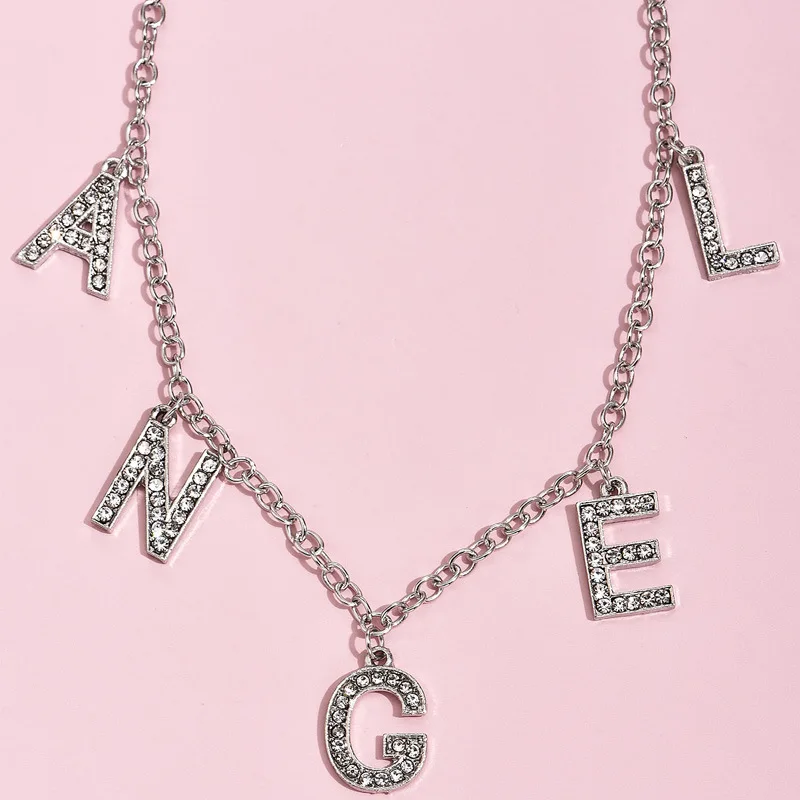 Punk Letter Necklace for Women Elegant Bling Crystal Pendant Chain Necklace Jewelry Angel Drop Ship Wholesale
Punk Letter Necklace for Women Elegant Bling Crystal Pendant Chain Necklace Jewelry Angel Drop Ship Wholesale