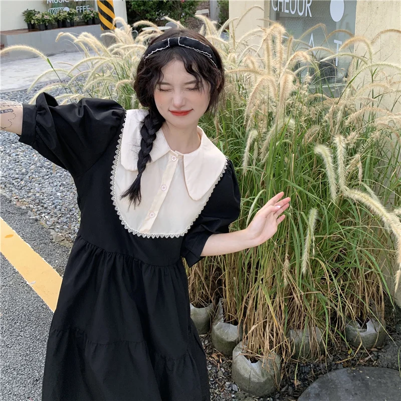 French Sweet Kawaii Black Women Children Dress Summer Vintage Peter Pan Collar Patchwork Draw Back Princess Dresses Femme 2021
French Sweet Kawaii Black Women Children Dress Summer Vintage Peter Pan Collar Patchwork Draw Back Princess Dresses Femme 2021