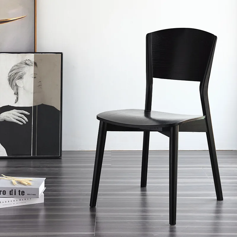 

Louis Fashion Dining Chairs Sumptuous Modern Minimalist Nordic Solid Wood Chair Black Domestic Backrest Chair