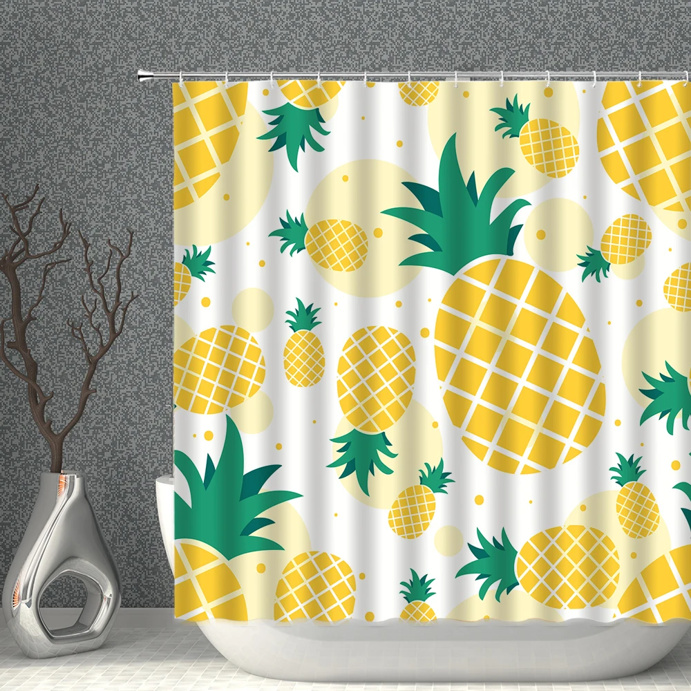 Food Printing Shower Curtain Hand Drawn Yellow Fruit Pineapple Flower Aesthetic Simple Polyester Fabric Home Decor with hooks
Food Printing Shower Curtain Hand Drawn Yellow Fruit Pineapple Flower Aesthetic Simple Polyester Fabric Home Decor with hooks