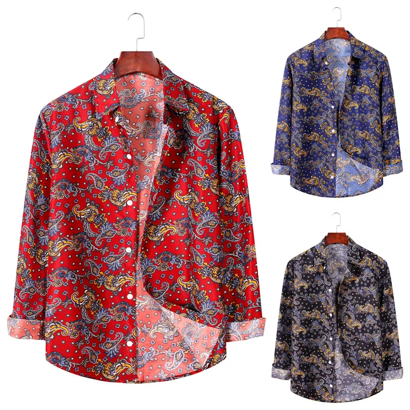 Men's Hawaiian Printed Long Sleeve Shirt Casual Button High Collar Large Size Vacation Loose Top Comfort Top
Men's Hawaiian Printed Long Sleeve Shirt Casual Button High Collar Large Size Vacation Loose Top Comfort Top