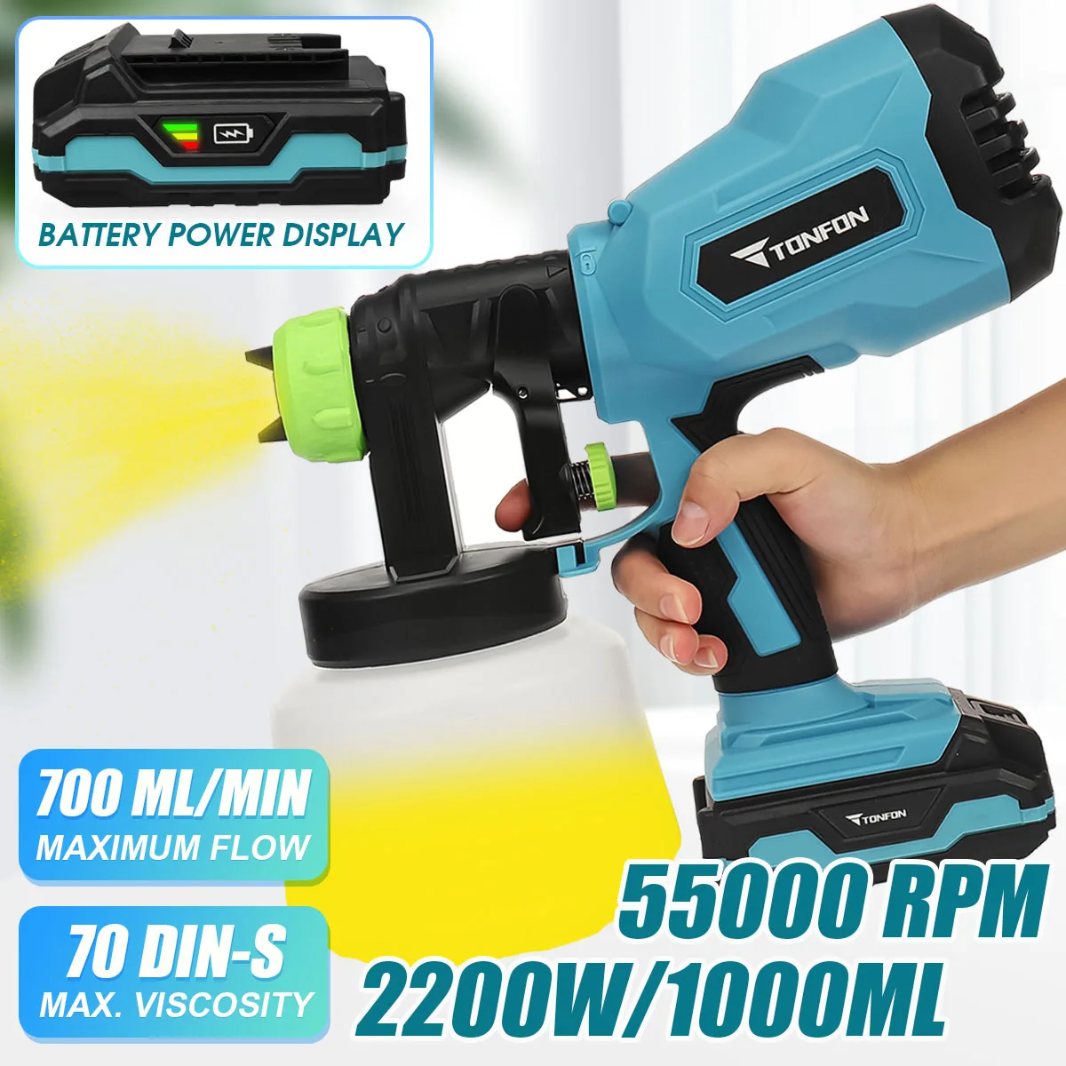 2200W Cordless Spray Gun High Power Home Electric Paint Sprayer 1.8/2.6mm Nozzle 1000ml Easy Spraying Paint Gun Power Tools
2200W Cordless Spray Gun High Power Home Electric Paint Sprayer 1.8/2.6mm Nozzle 1000ml Easy Spraying Paint Gun Power Tools