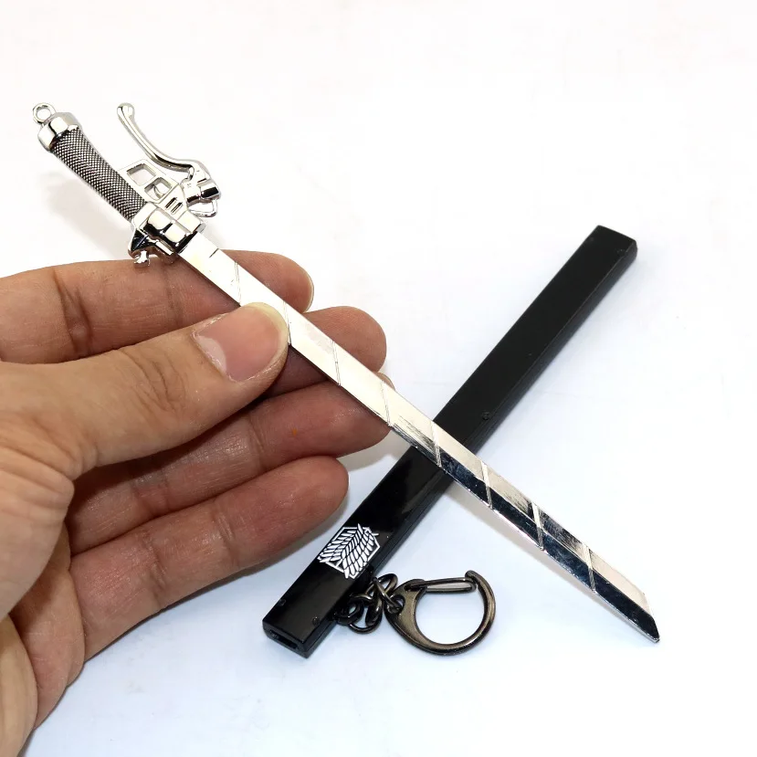 Japan Attack on Titan Sword Alloy Keychain Shingeki no Kyojin Toys Eren Mikasa Armin Rival Erwin Weapon Model
Japan Attack on Titan Sword Alloy Keychain Shingeki no Kyojin Toys Eren Mikasa Armin Rival Erwin Weapon Model