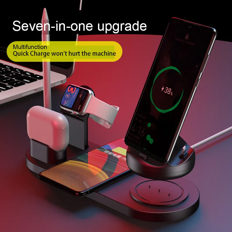 10W 7 In 1 Fast Wireless Charger Dock Station for IPhone 11 Pro Max XR XS X 8 for Apple Watch for Airpods Pro 2 for Apple Pencil
10W 7 In 1 Fast Wireless Charger Dock Station for IPhone 11 Pro Max XR XS X 8 for Apple Watch for Airpods Pro 2 for Apple Pencil