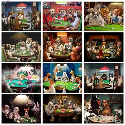 Діамантова 5D живопис 'Зробіть себе' із зображенням собак, азартними іграми, казино, хрестом -стиком, алмазною вишивкою із зображенням мультфільмів поклоніння ..