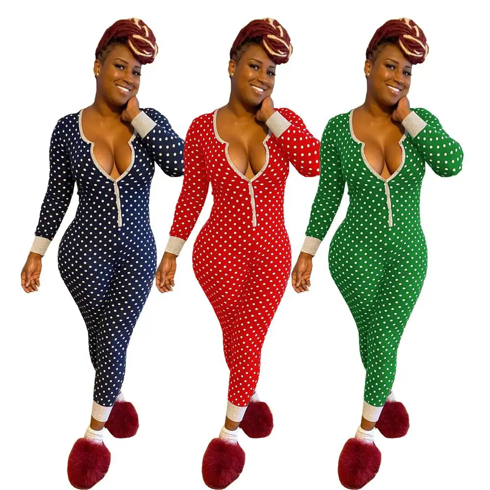 Dot Print Rompers Christmas Club Party Bodycon Womens Jumpsuit Sexy Button Long Sleeve Leggings Body Sleepwear Jumpsuit Women
Dot Print Rompers Christmas Club Party Bodycon Womens Jumpsuit Sexy Button Long Sleeve Leggings Body Sleepwear Jumpsuit Women