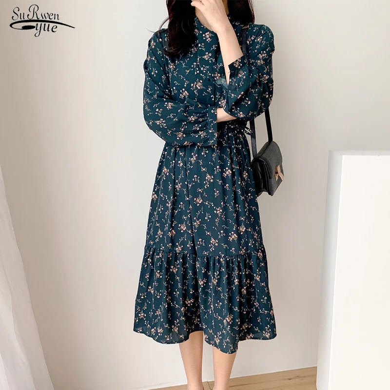 Vestidos 2022 Autumn Long Sleeve Women Dress Vintage Elastic Waist Midi Dress Korean Floral Bow Print Chic Maxi Dresses 8840
Vestidos 2022 Autumn Long Sleeve Women Dress Vintage Elastic Waist Midi Dress Korean Floral Bow Print Chic Maxi Dresses 8840