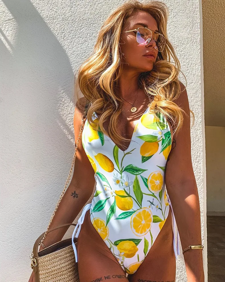 Lemon Printing Bikini Lacing Bikini One Piece V Neck Women's Swimsuits Colorful Bikini 2021 Woman Beach Clothes Sexy Summer Wear
Lemon Printing Bikini Lacing Bikini One Piece V Neck Women's Swimsuits Colorful Bikini 2021 Woman Beach Clothes Sexy Summer Wear