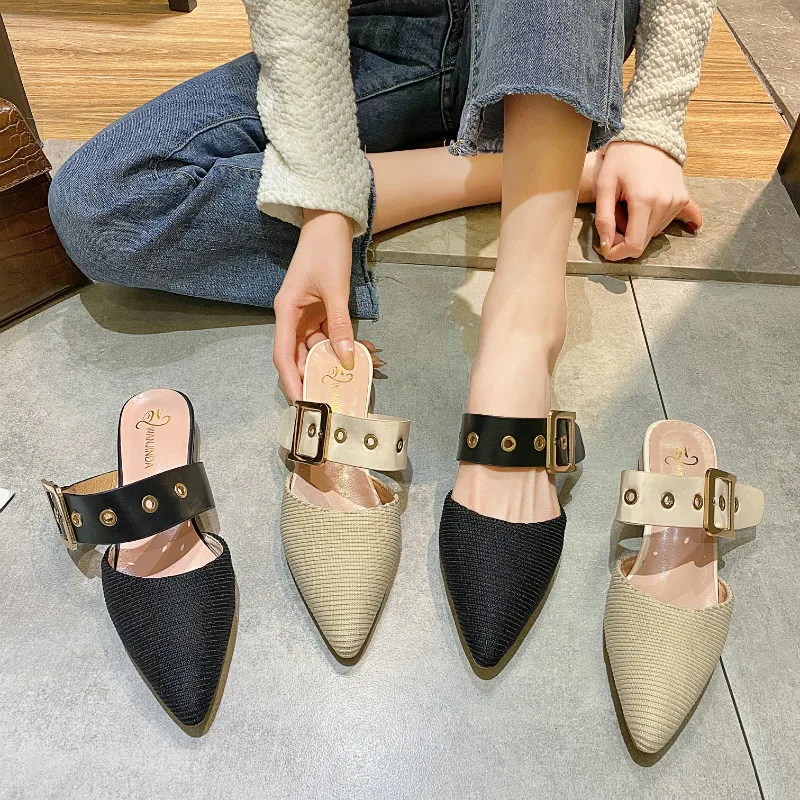 DLEK Women Square Heel Slides Outside Female Black Pointed Toe Slippers Summer Causal Buckle Fashion Ladies Shoes Sandals
DLEK Women Square Heel Slides Outside Female Black Pointed Toe Slippers Summer Causal Buckle Fashion Ladies Shoes Sandals