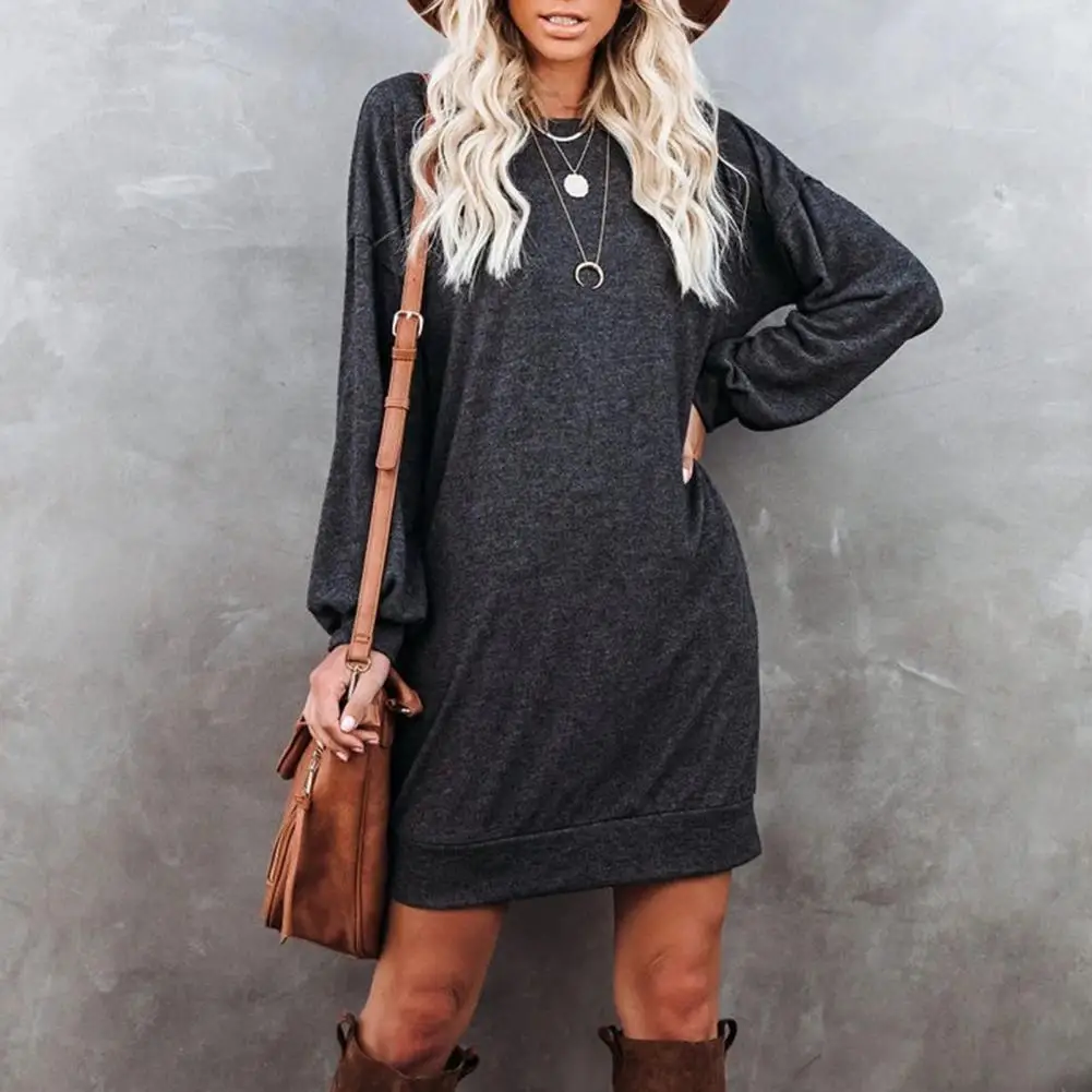 2021 Autumn Women Sweater Dress Women's Pockets Solid Color Mini Dress Women Casual Round Neck Long Sleeve Dress Women Clothes
2021 Autumn Women Sweater Dress Women's Pockets Solid Color Mini Dress Women Casual Round Neck Long Sleeve Dress Women Clothes