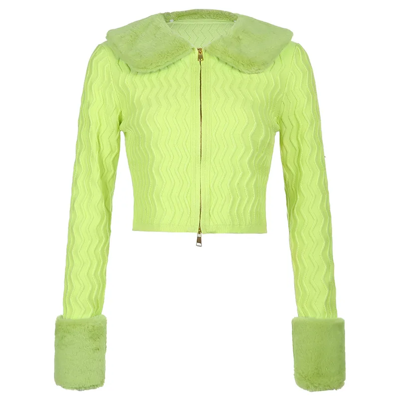 Ribbed Knitted Ladies Cardigans Sweaters With Fur Trim Collar Long Sleeve Slim Autumn Winter Jumpers Women Knitwear Y2K
Ribbed Knitted Ladies Cardigans Sweaters With Fur Trim Collar Long Sleeve Slim Autumn Winter Jumpers Women Knitwear Y2K