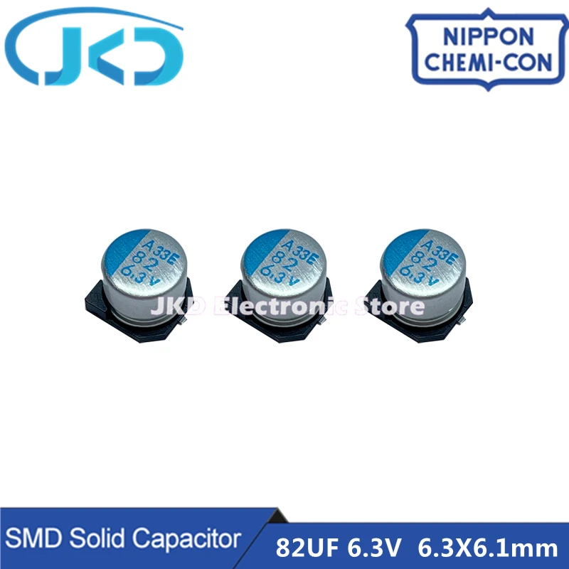 

20pcs/100pcs NCC 82UF 6.3V 6.3X6.1mm SMD Solid Capacitor 6.3V82uF For Motherboard VGA Low ESR NIPPON CHEMI CON 82UF6.3V 6.3*6.1