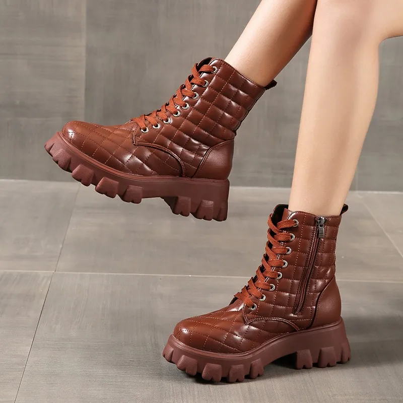 Wholesale Autumn Ankle Boots For Women Motorcycle Boots Chunky Heels Casual Lacing Round Toe Platform Boots Shoes Female
Wholesale Autumn Ankle Boots For Women Motorcycle Boots Chunky Heels Casual Lacing Round Toe Platform Boots Shoes Female
