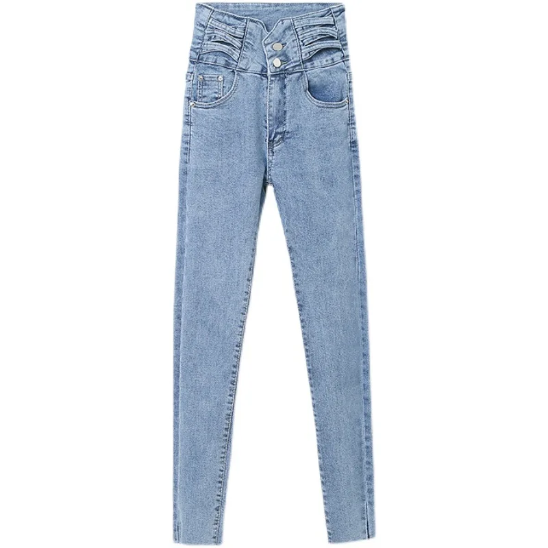 High-waisted light-colored jeans women 2021 new spring women's clothing slimming casual tight light blue feet pants
High-waisted light-colored jeans women 2021 new spring women's clothing slimming casual tight light blue feet pants