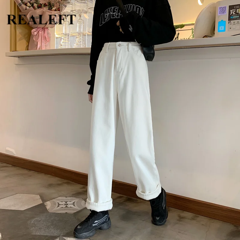 REALEFT Winter Thicken Warm Straight Denim Cowboy Pants High Waist Loose Jeans Pants Korean Style Casual Long Trouser Pockets
REALEFT Winter Thicken Warm Straight Denim Cowboy Pants High Waist Loose Jeans Pants Korean Style Casual Long Trouser Pockets