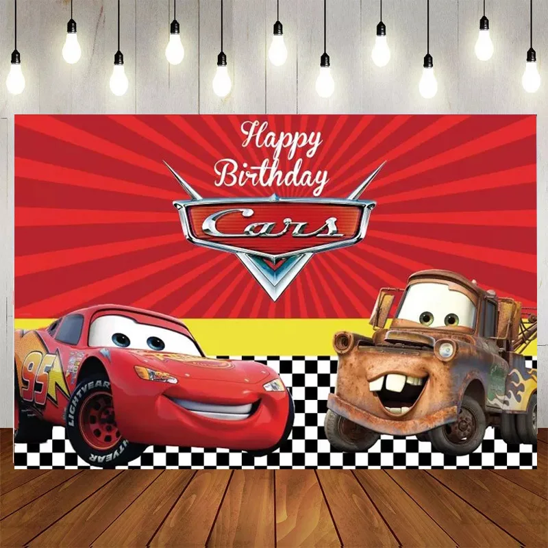 Disney Cars Mcqueen Theme Photography Vinyl Backdrops Customized Boy Birthday Party Christmas Background For Photo Studio | Дом и сад