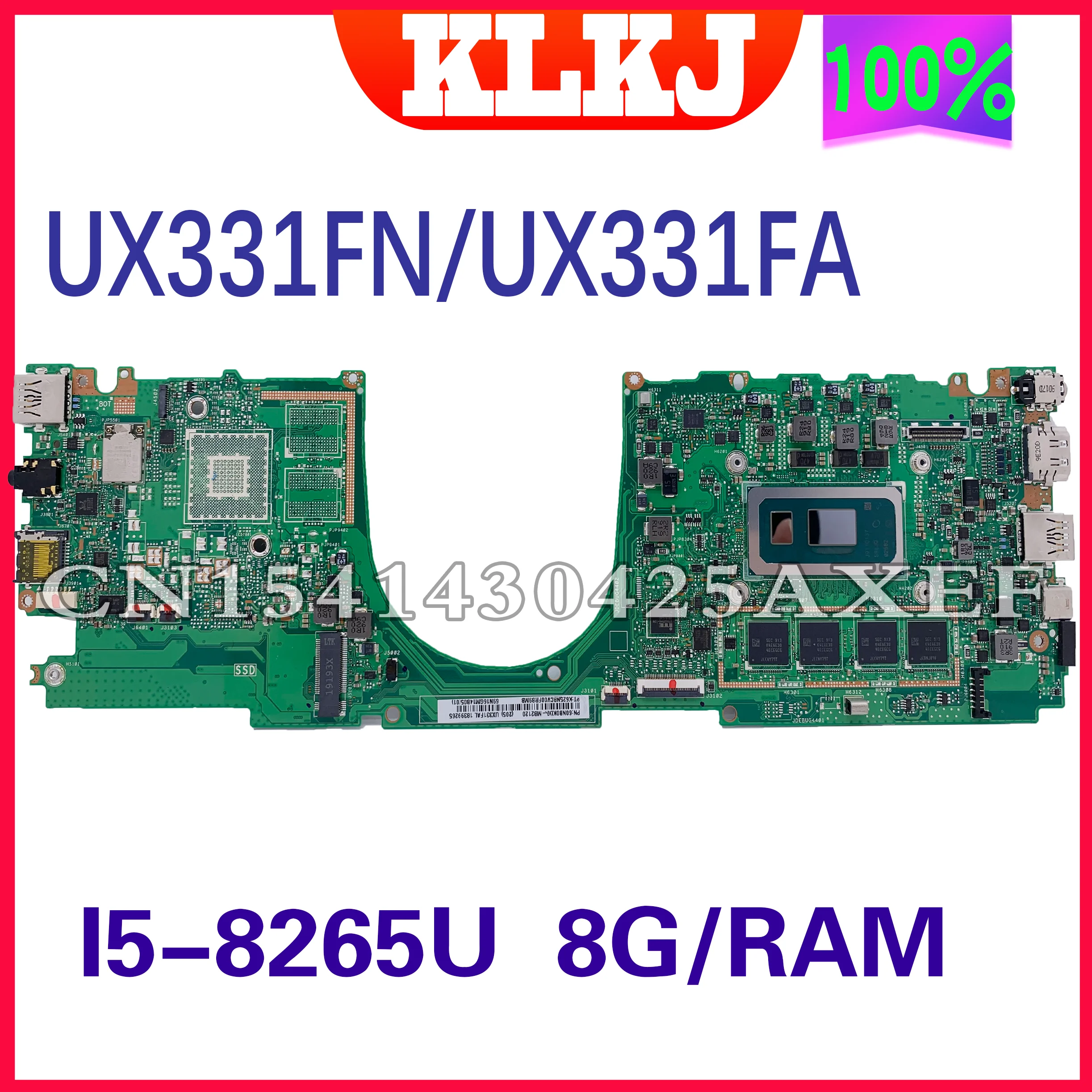 

Dinzi UX331FA motherboard For Asus ZenBook 13 UX331FA UX331FAL UX331FN U3300F Notebook Motherboard I5-8265U 8G 100% Fully Tested