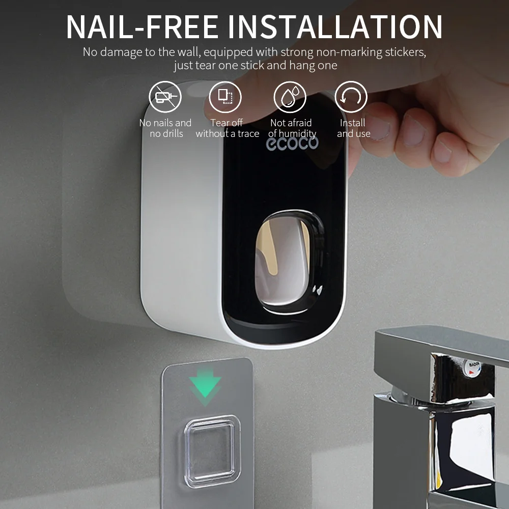 Toothpaste Dispenser Toothpaste Squeezer Automatic PS Gary Toothpaste Squeezer Wall Mount Punch Free Black ABS
Toothpaste Dispenser Toothpaste Squeezer Automatic PS Gary Toothpaste Squeezer Wall Mount Punch Free Black ABS