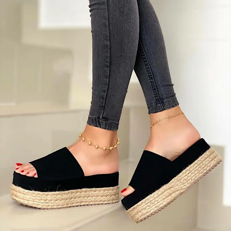 Women Sandals Platform Sandals Shoes Women Bow 2021 Summer Sandals Slipper Indoor Outdoor Flip-flops Beach Shoes Female Slippers