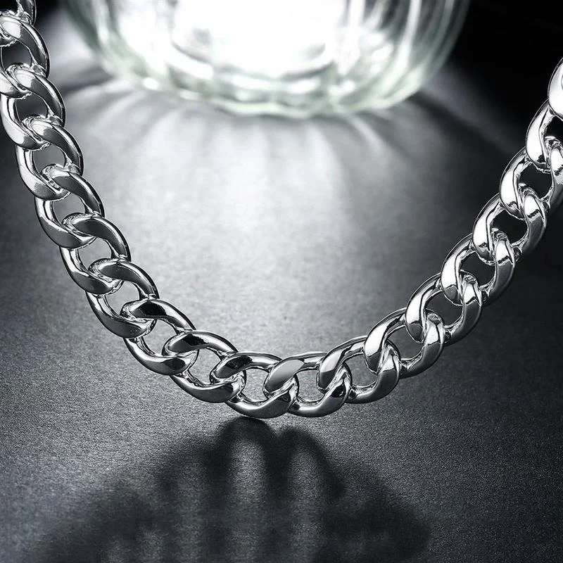 New 925 Sterling Silver 10MM 20/22/24inches Exquisite Noble Gorgeous Charm Fashion for Men Women Chain Wedding Necklace Jewelry
New 925 Sterling Silver 10MM 20/22/24inches Exquisite Noble Gorgeous Charm Fashion for Men Women Chain Wedding Necklace Jewelry