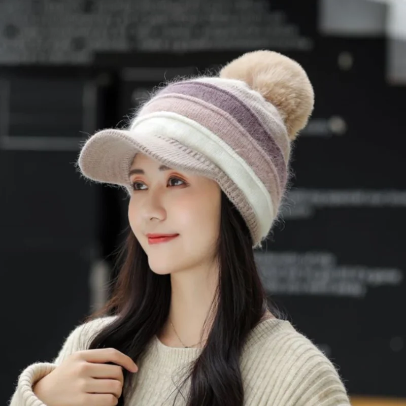Women Winter Knitted Hats Female Thick Warm Baseball Cap Snapback Pompom Hat Thick Lining Ski Caps with Visor Bonnet
Women Winter Knitted Hats Female Thick Warm Baseball Cap Snapback Pompom Hat Thick Lining Ski Caps with Visor Bonnet