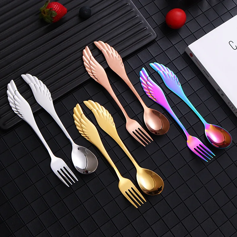Creative Wings Stainless Steel Spoon Fork Two Piece Set Home Hotel Restaurant Titanium Plated Metal Spoon Fork Cutlery Set
Creative Wings Stainless Steel Spoon Fork Two Piece Set Home Hotel Restaurant Titanium Plated Metal Spoon Fork Cutlery Set
