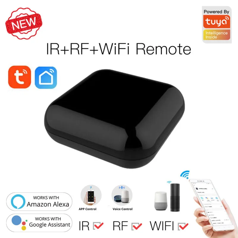 Tuya/Smart Life WiFi+RF+IR Smart Remote Controller RF Appliances App Control Voice Control Work With Alexa Google Home
Tuya/Smart Life WiFi+RF+IR Smart Remote Controller RF Appliances App Control Voice Control Work With Alexa Google Home