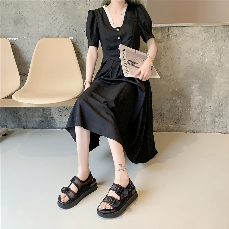 Fashion Womens Shoes 2021 Soft Sandals Lace All-Match Summer Heels Med Suit Female Beige Clogs Wedge Luxury Sports Denim Girls M