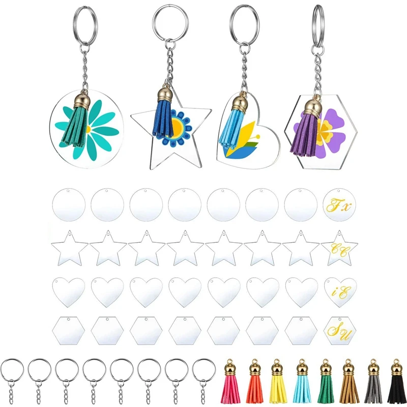 Acrylic Transparent Discs and Key Chains,Round,Stars,Hearts,Hexagons, Tassel Pendants,Key Chains Blank,for DIY Projects
Acrylic Transparent Discs and Key Chains,Round,Stars,Hearts,Hexagons, Tassel Pendants,Key Chains Blank,for DIY Projects