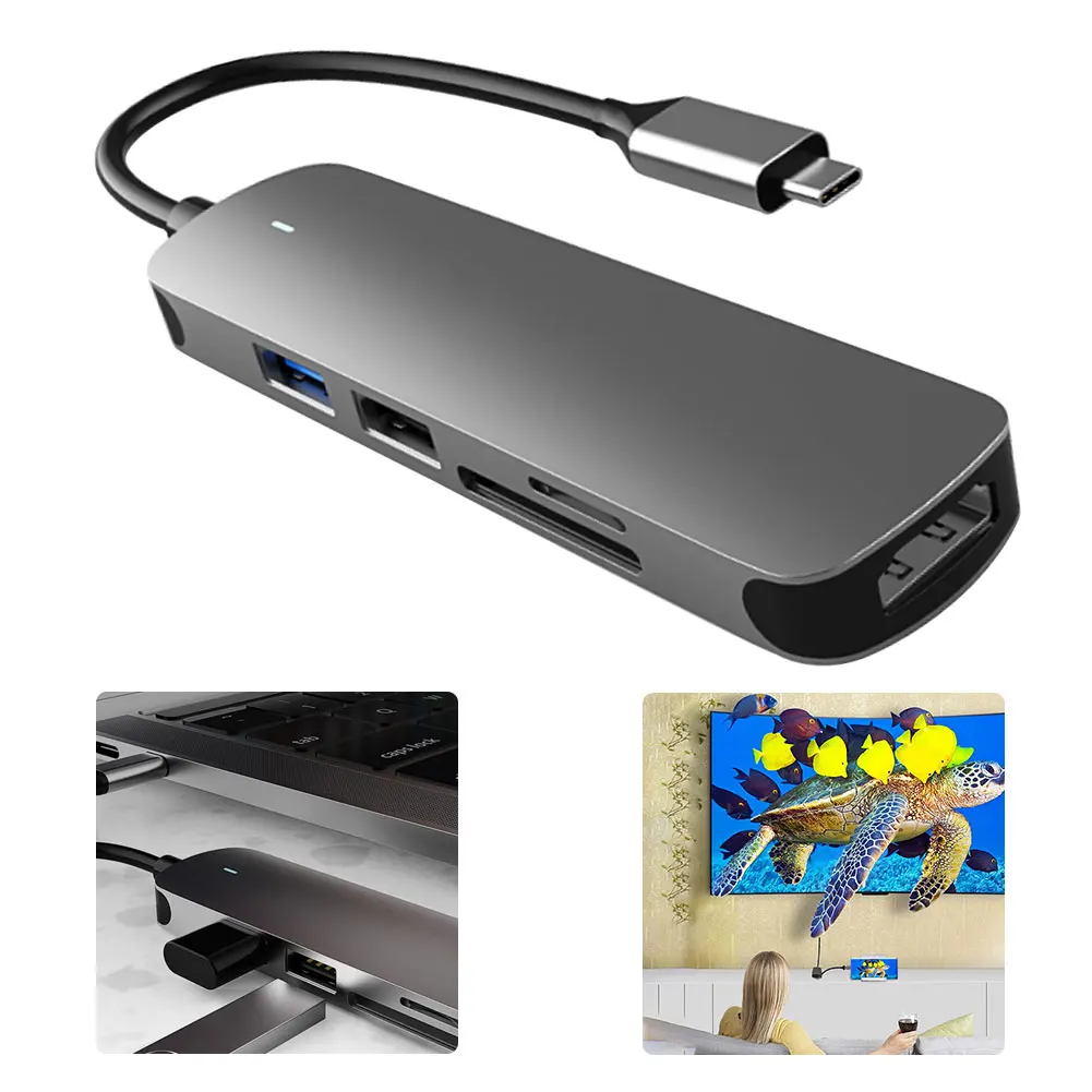 USB Hub 5 In 1 Type-C Hub USB C Adapter USB3.0 Ethernet Docking Station USB C Hub Adapter PD Fast Charging For MacBook Pro
USB Hub 5 In 1 Type-C Hub USB C Adapter USB3.0 Ethernet Docking Station USB C Hub Adapter PD Fast Charging For MacBook Pro