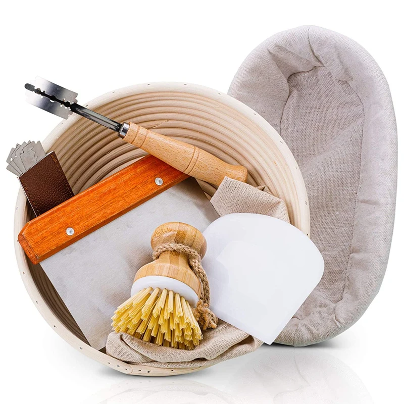 Bread Proofing Basket Set with Accessories - Natural Rattan, 9inch Round, 10inch Oval Baskets with Liners
Bread Proofing Basket Set with Accessories - Natural Rattan, 9inch Round, 10inch Oval Baskets with Liners