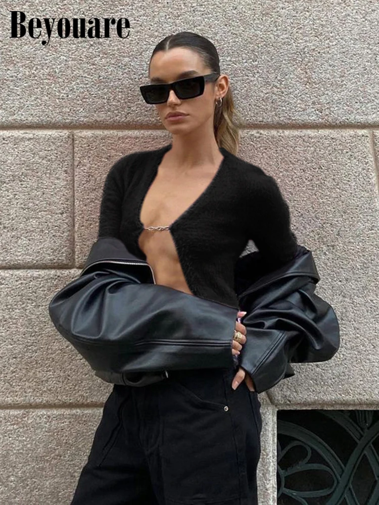 Beyouare Sweater Knitted Cardigan Sexy Women Long Sleeve Hollow Out Slim SKinny Fall Fuzzy Korean Fashion Female Crop Tops 2021
Beyouare Sweater Knitted Cardigan Sexy Women Long Sleeve Hollow Out Slim SKinny Fall Fuzzy Korean Fashion Female Crop Tops 2021