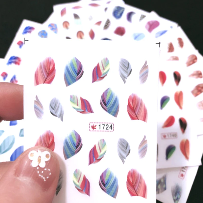 24pcs Feather Nail Sticker Colorful Feather Watermark Nail Sticker Set DIY Manicure Tool Nail Art Design Decoration Accesoires
24pcs Feather Nail Sticker Colorful Feather Watermark Nail Sticker Set DIY Manicure Tool Nail Art Design Decoration Accesoires