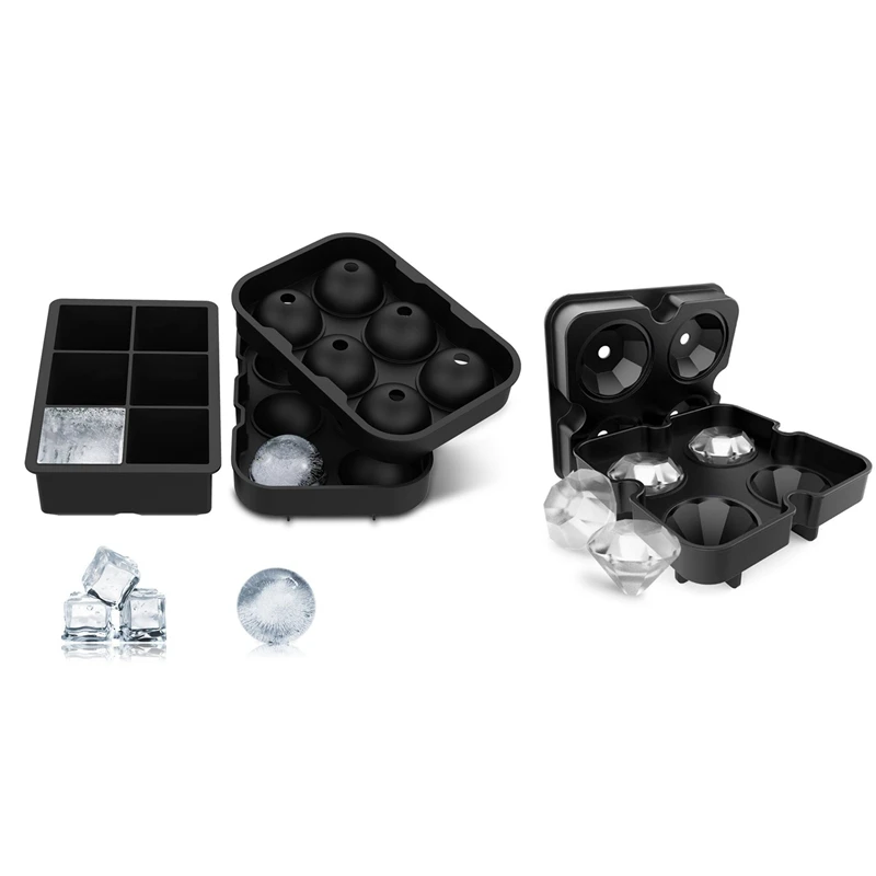 1x 4 Cavity Diamond Shape 3D Ice Mold Maker Bar Party Silicone Trays & Ice Square Trays (Set of 2) Black Silicone 6 Giant Ice Ba
1x 4 Cavity Diamond Shape 3D Ice Mold Maker Bar Party Silicone Trays & Ice Square Trays (Set of 2) Black Silicone 6 Giant Ice Ba