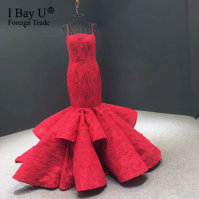 Luxury Long Train Red Mermaid Prom Dress for Black Girl 2020 Sparkly Lace African Formal Evening Dress Plus Size
Luxury Long Train Red Mermaid Prom Dress for Black Girl 2020 Sparkly Lace African Formal Evening Dress Plus Size