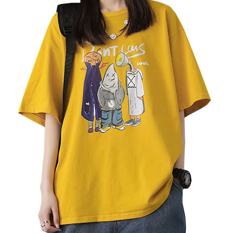 Summer New Arrival Cotton Women Clothing T Shirt Print Pumpkin Demon Monster Girl Tees Loose Short Sleeve Yellow Tops Female
Summer New Arrival Cotton Women Clothing T Shirt Print Pumpkin Demon Monster Girl Tees Loose Short Sleeve Yellow Tops Female