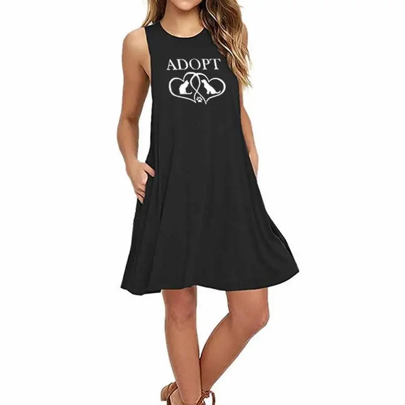 Summer O-neck Sleeveless Dress ADOPT Cat Dog Love Letters Print Dresses Harajuku Women Pockets Kawaii Vintage Dress
Summer O-neck Sleeveless Dress ADOPT Cat Dog Love Letters Print Dresses Harajuku Women Pockets Kawaii Vintage Dress